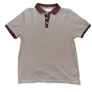 NWOT Stitch Note Polo Mens Large Light Brown Cotton Short Sleeve Shirt Vintage